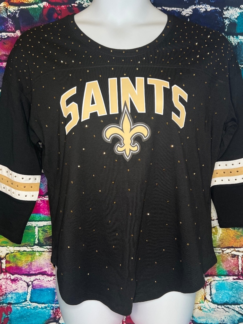 NFL New Orleans Saints Rhinestone Shirt [49R]